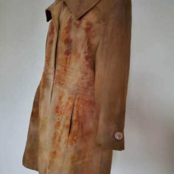 LONG WINTER wool trench pea COAT plus 12 14 16 tie dye brown tan beige camo - Picture 3 of 4